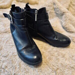 Donald J. Pliner Leather Wedge Ankle Boots Size 8